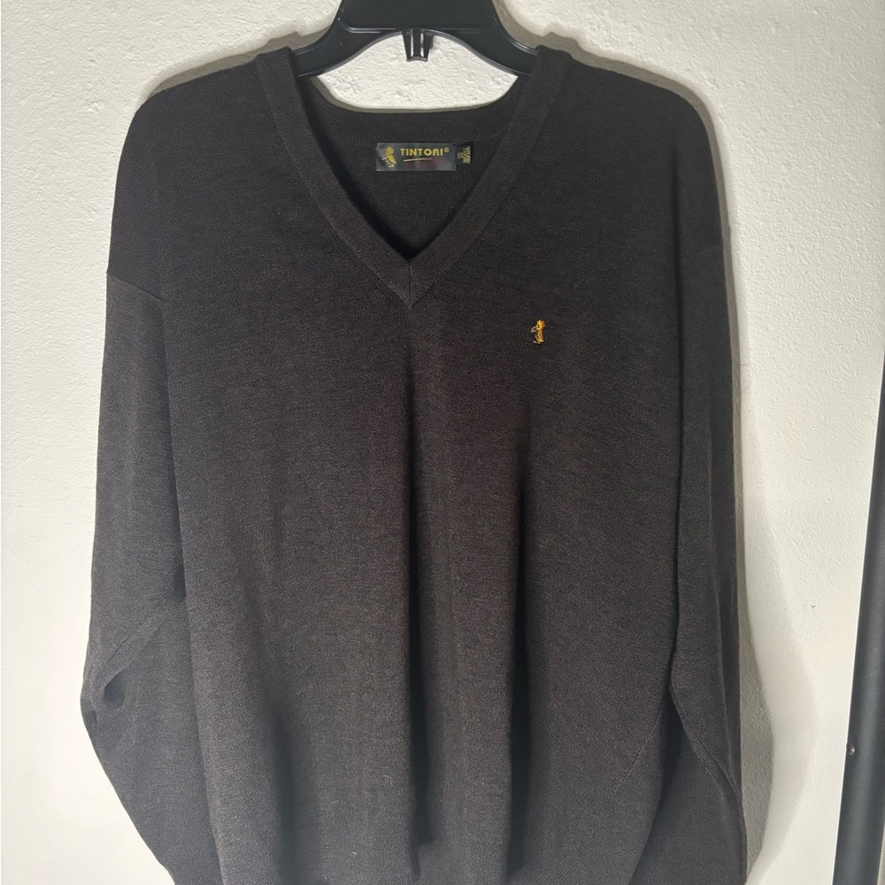 Men's Charcoal V-Neck Sweater
